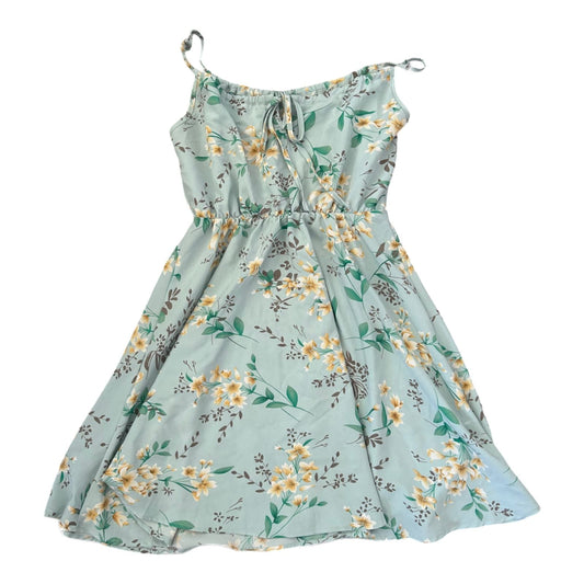 Damen Kleid Dress Sommerkleid Gr. M Hellblau Blumen Trägerkleid Verstellbar Look