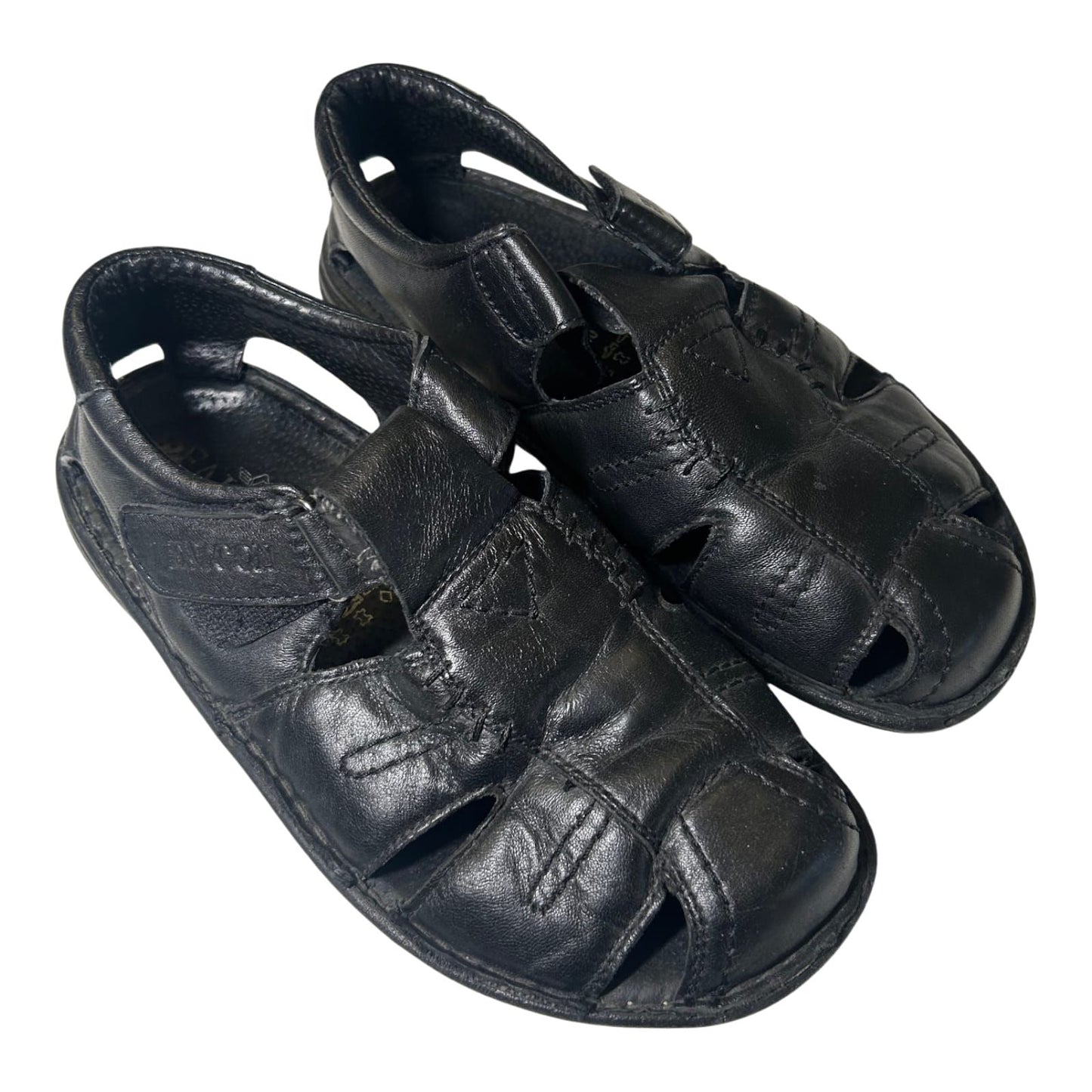 Falcon Herren Sandalen Gr 40 Echtleder Klettverschluss Komfort Schwarz