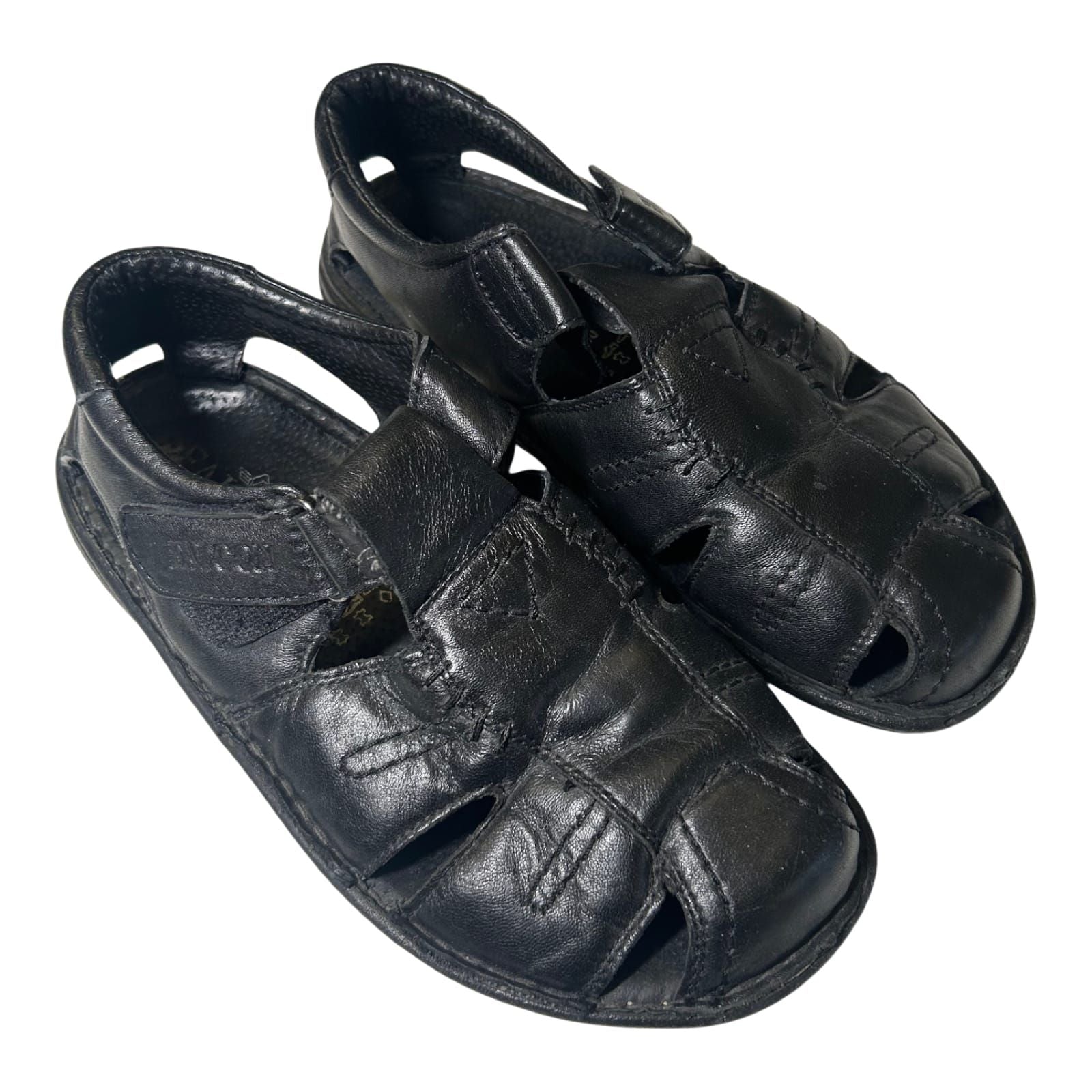 Falcon Herren Sandalen Gr 40 Echtleder Klettverschluss Komfort Schwarz