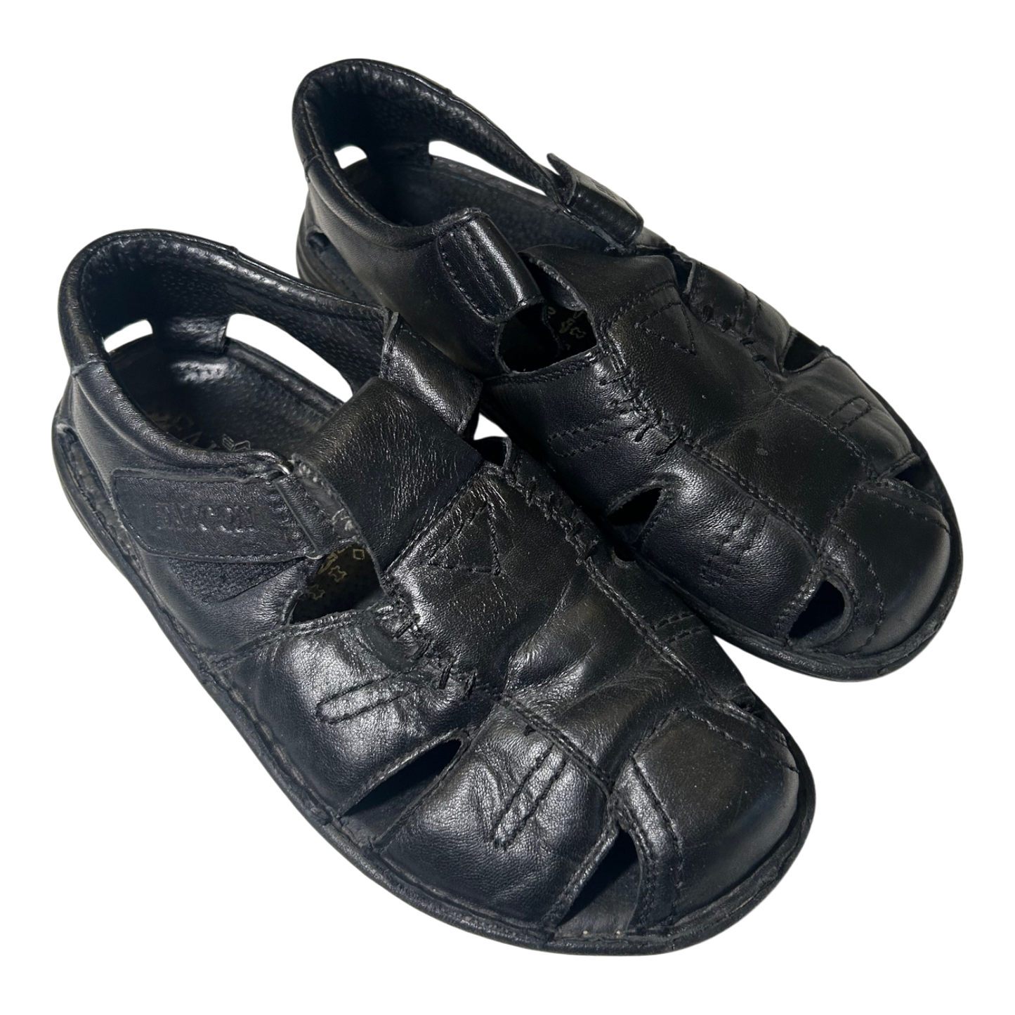 Falcon Herren Sandalen Gr 40 Echtleder Klettverschluss Komfort Schwarz