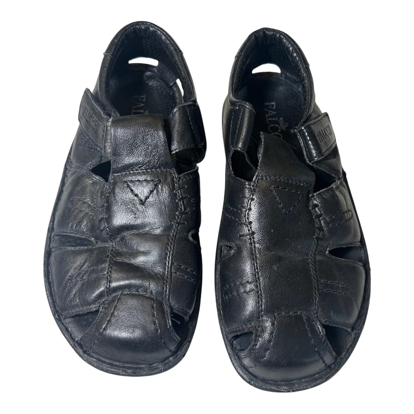 Falcon Herren Sandalen Gr 40 Echtleder Klettverschluss Komfort Schwarz
