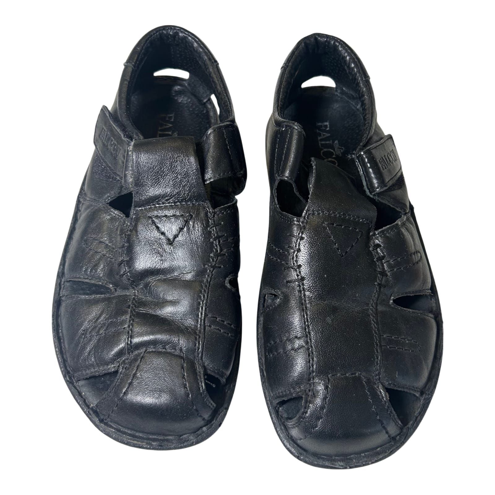 Falcon Herren Sandalen Gr 40 Echtleder Klettverschluss Komfort Schwarz