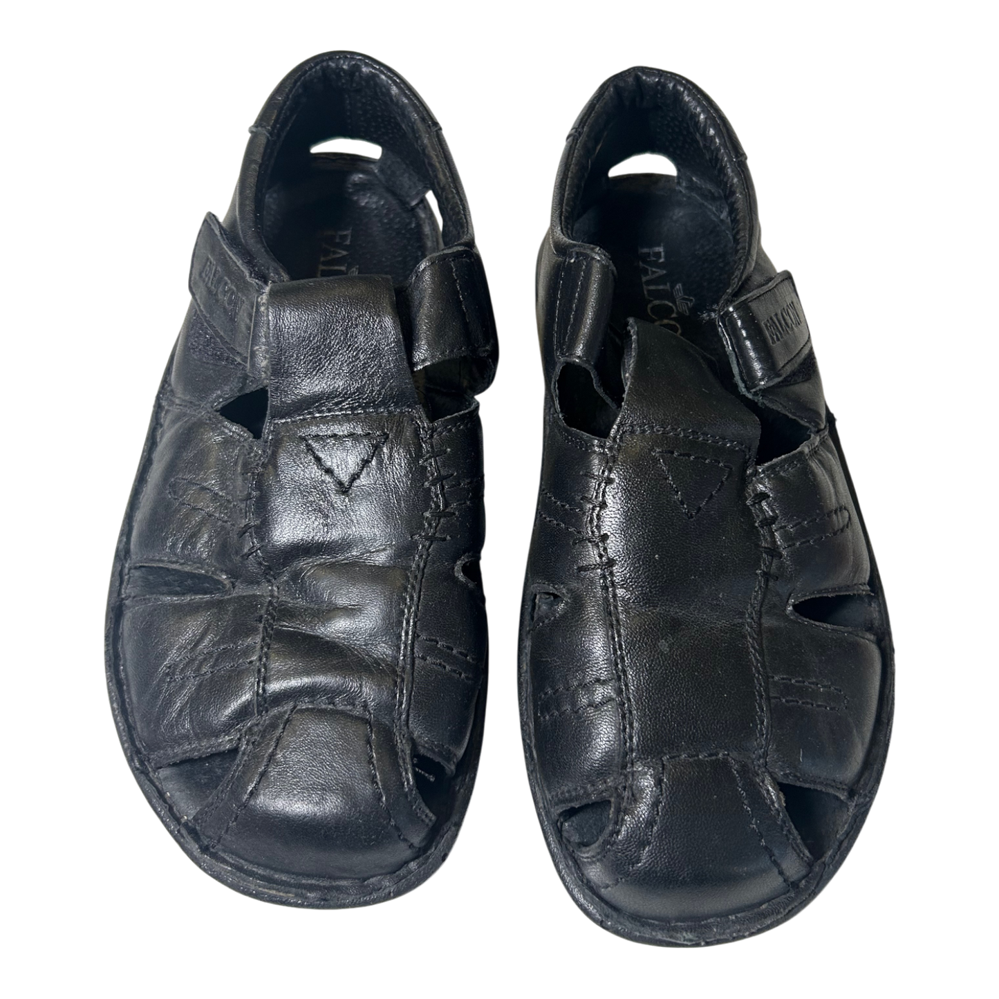 Falcon Herren Sandalen Gr 40 Echtleder Klettverschluss Komfort Schwarz