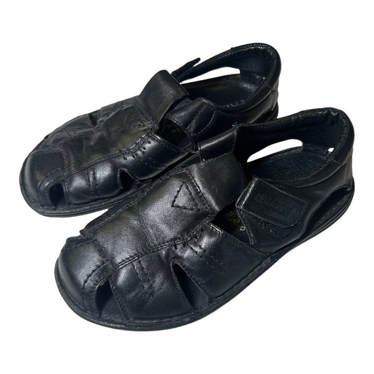 Falcon Herren Sandalen Gr 40 Echtleder Klettverschluss Komfort Schwarz