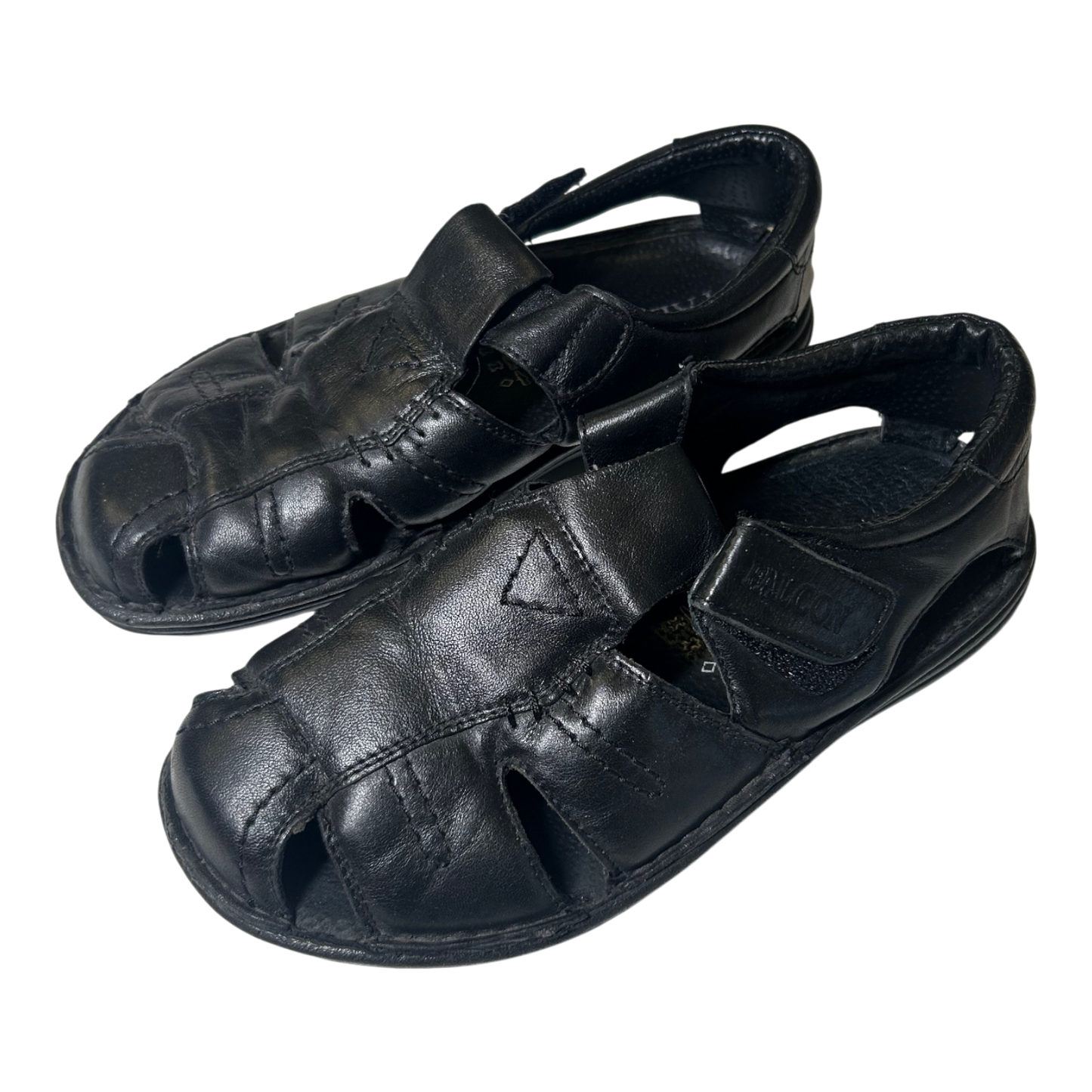 Falcon Herren Sandalen Gr 40 Echtleder Klettverschluss Komfort Schwarz