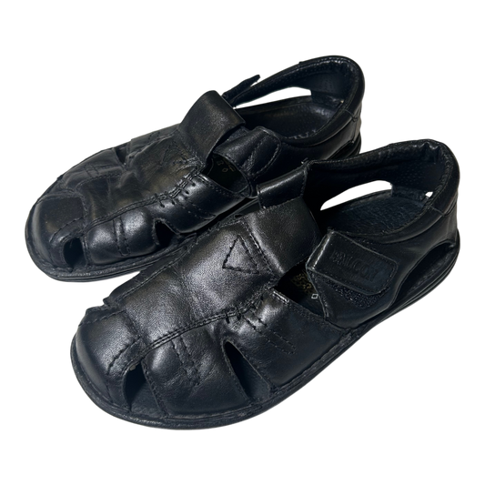 Falcon Herren Sandalen Gr 40 Echtleder Klettverschluss Komfort Schwarz