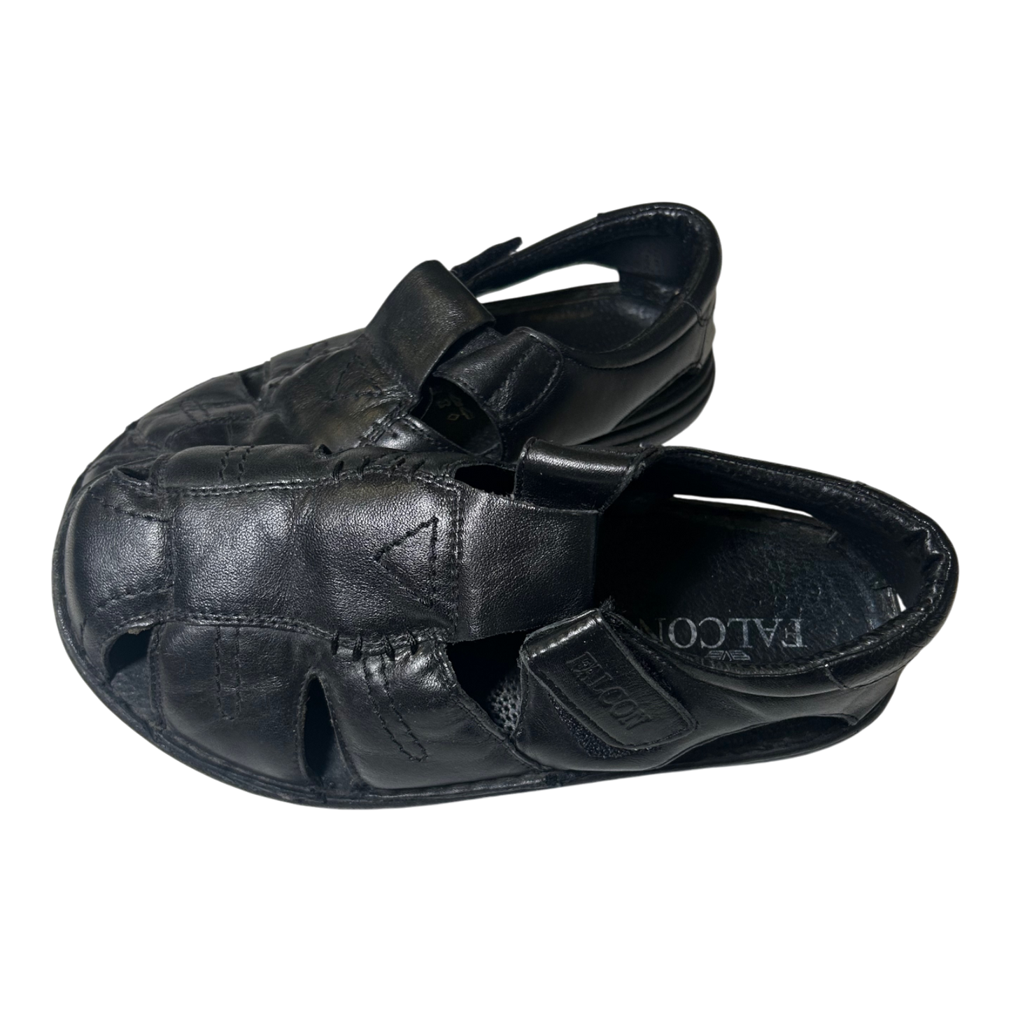 Falcon Herren Sandalen Gr 40 Echtleder Klettverschluss Komfort Schwarz