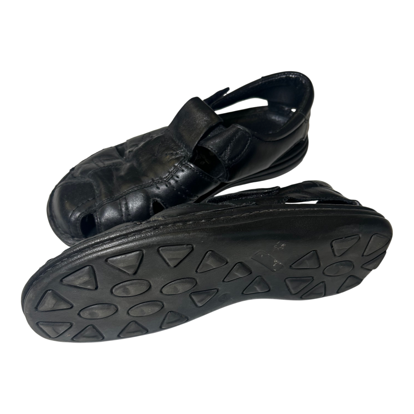 Falcon Herren Sandalen Gr 40 Echtleder Klettverschluss Komfort Schwarz