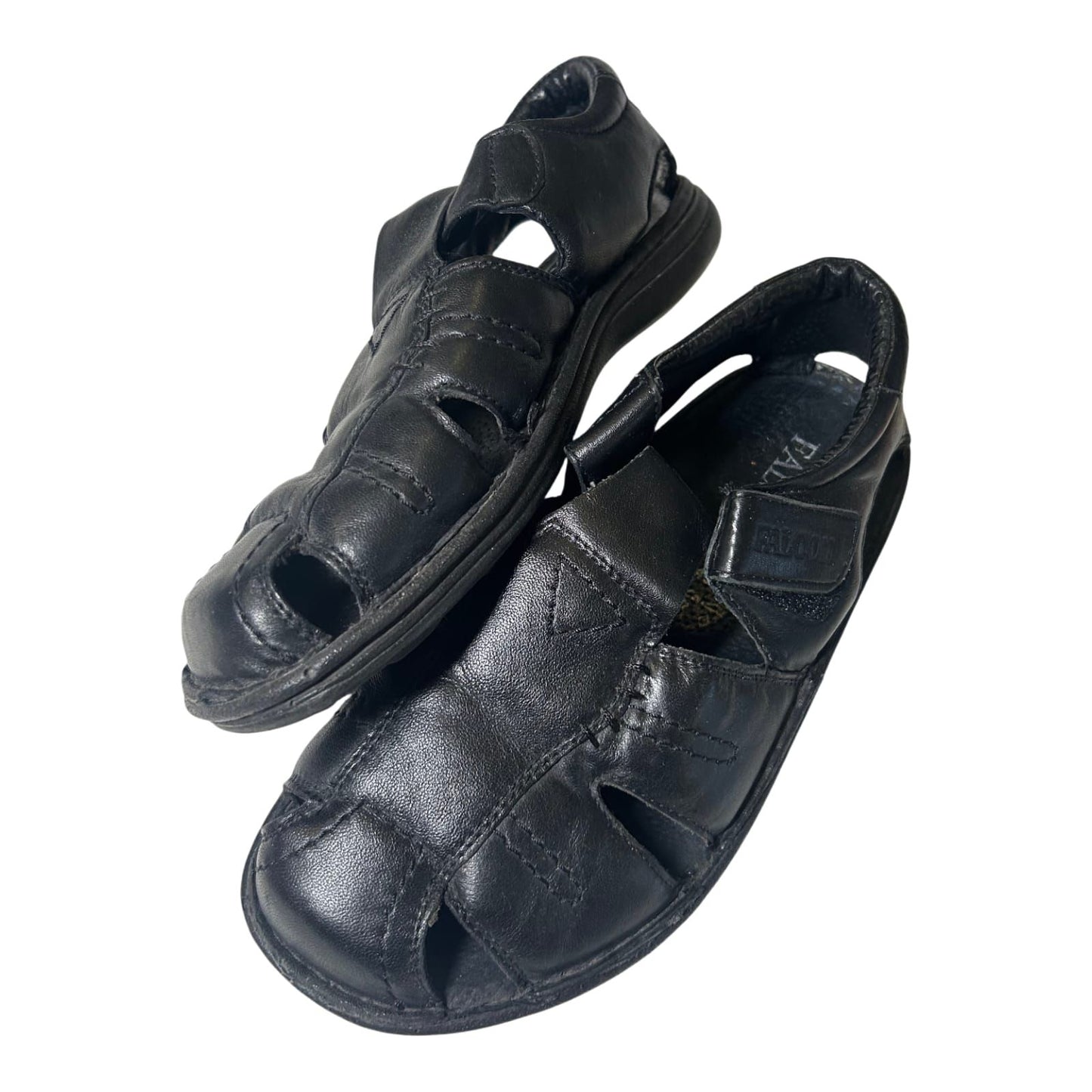 Falcon Herren Sandalen Gr 40 Echtleder Klettverschluss Komfort Schwarz