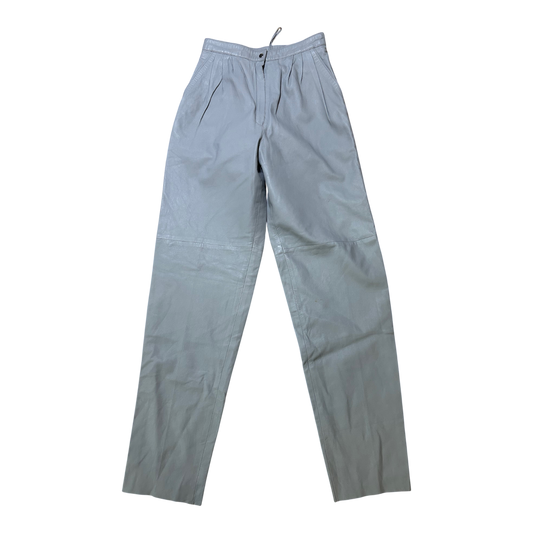 Madeleine Lederhose Damen Grau Vintage Gr 34 Echtleder Hoher Bund Eleganter Look