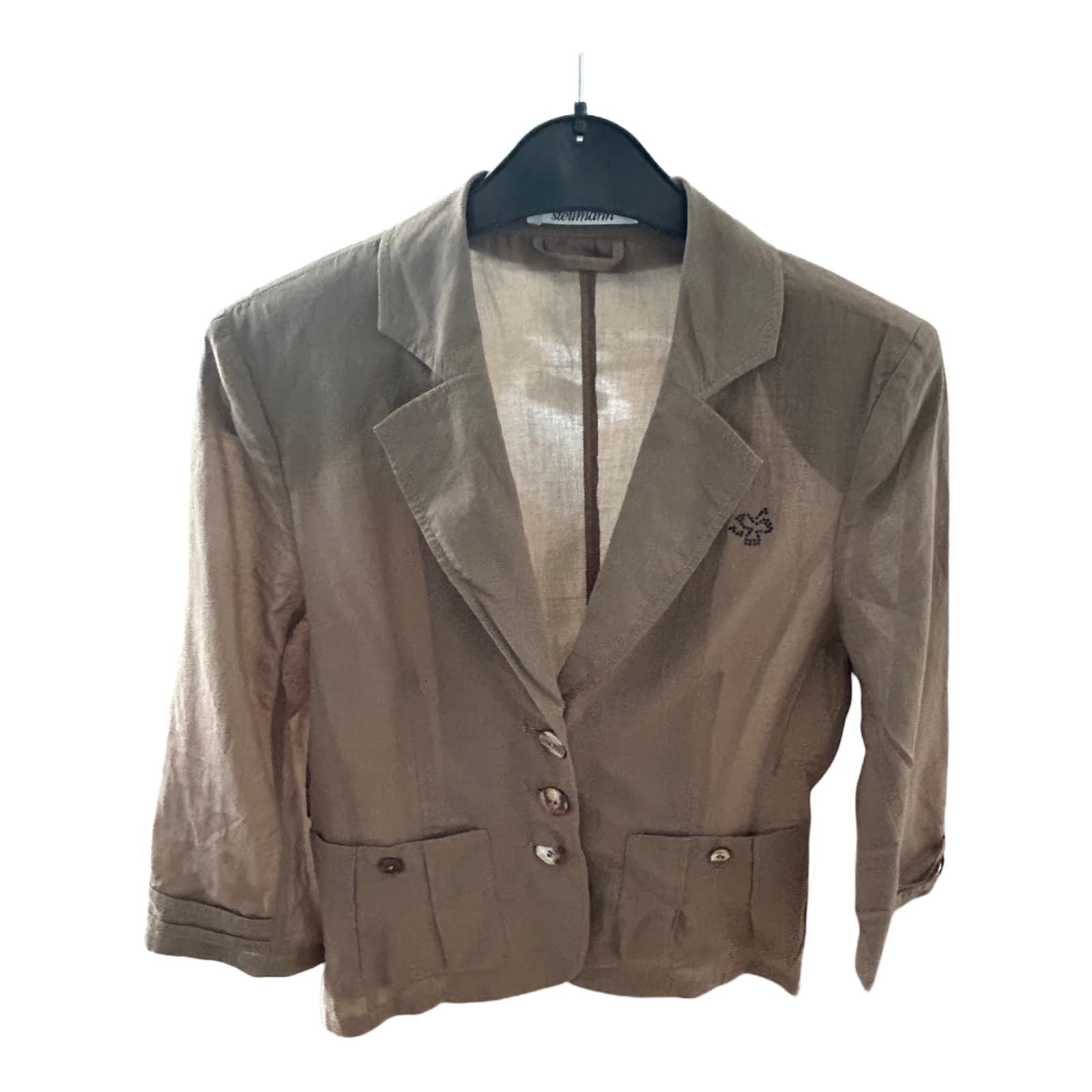 Steilmann Blazer Damen 34 Braun Baumwolle Kurz Elegant Schulterpolster