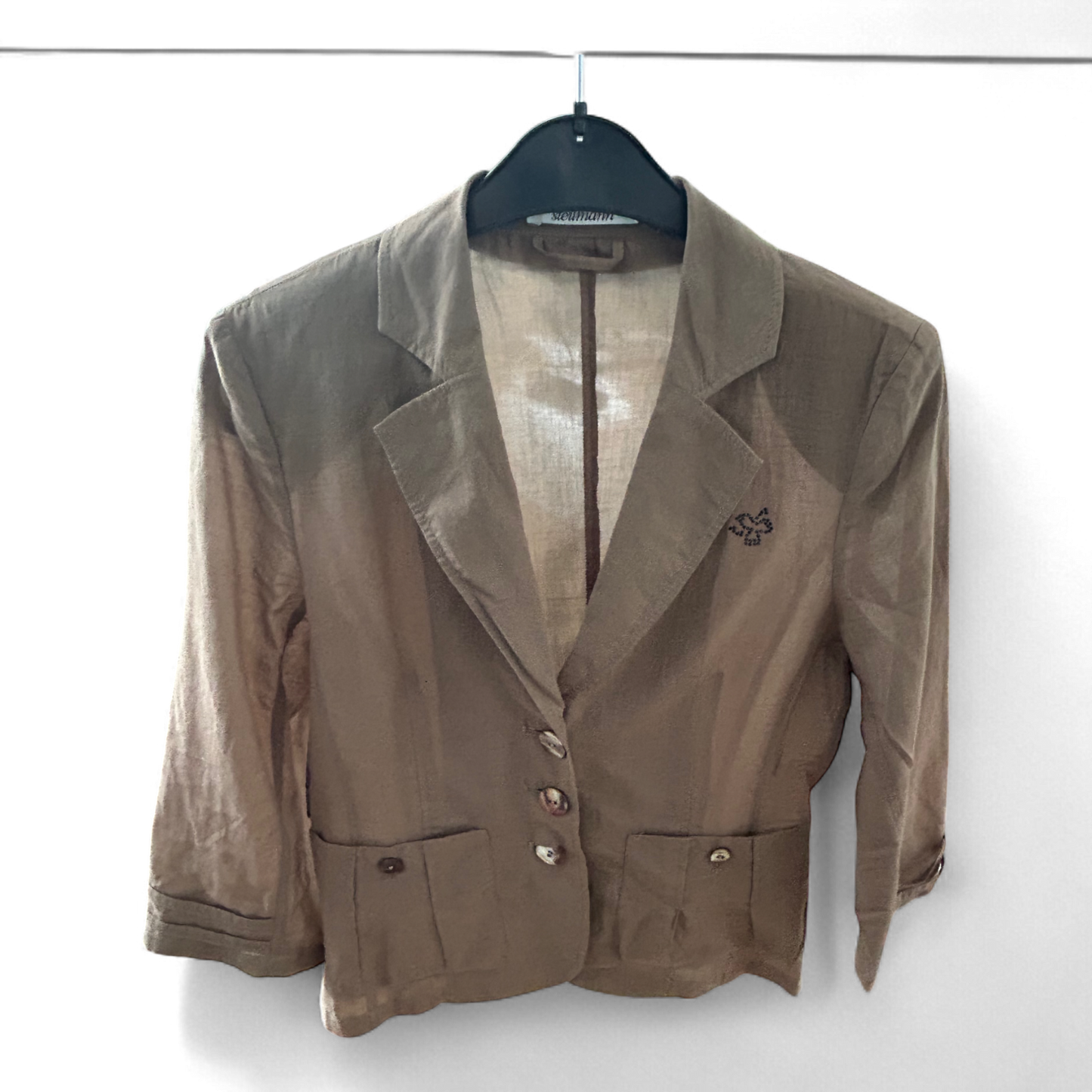 Steilmann Blazer Damen 34 Braun Baumwolle Kurz Elegant Schulterpolster