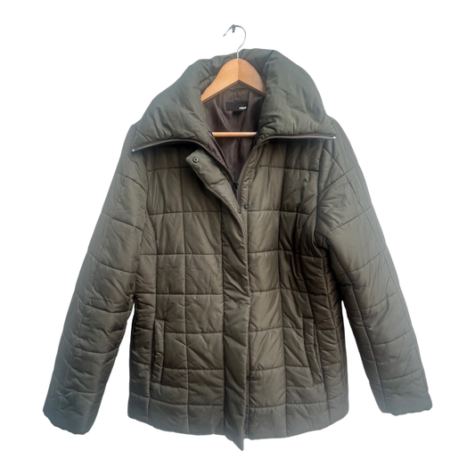H&M Steppjacke Damen Größe L Oliv Leichte Winterjacke Warm Gesteppt