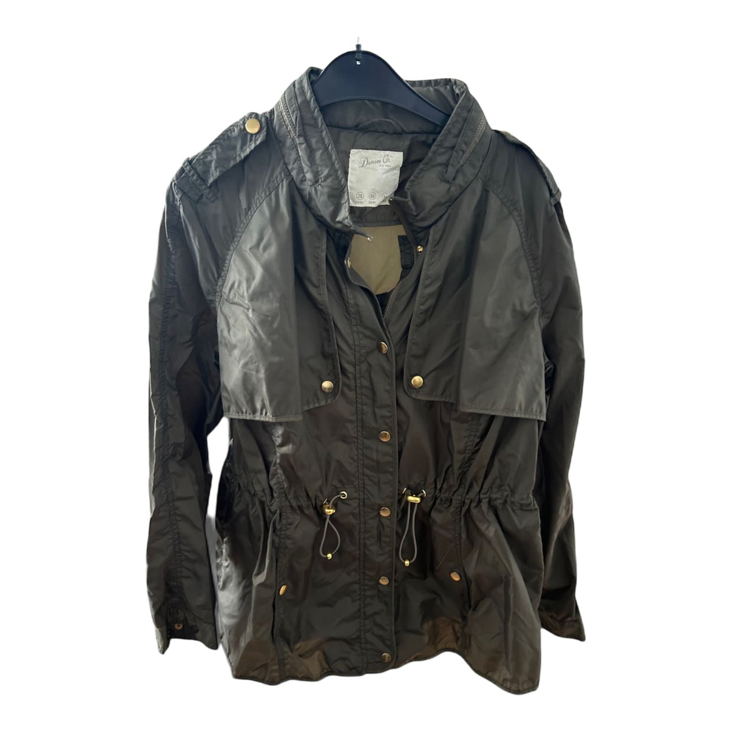 Denim Co Damenjacke 46 Khaki 100 % Nylon Tailliert Tunnelzug Golddetails