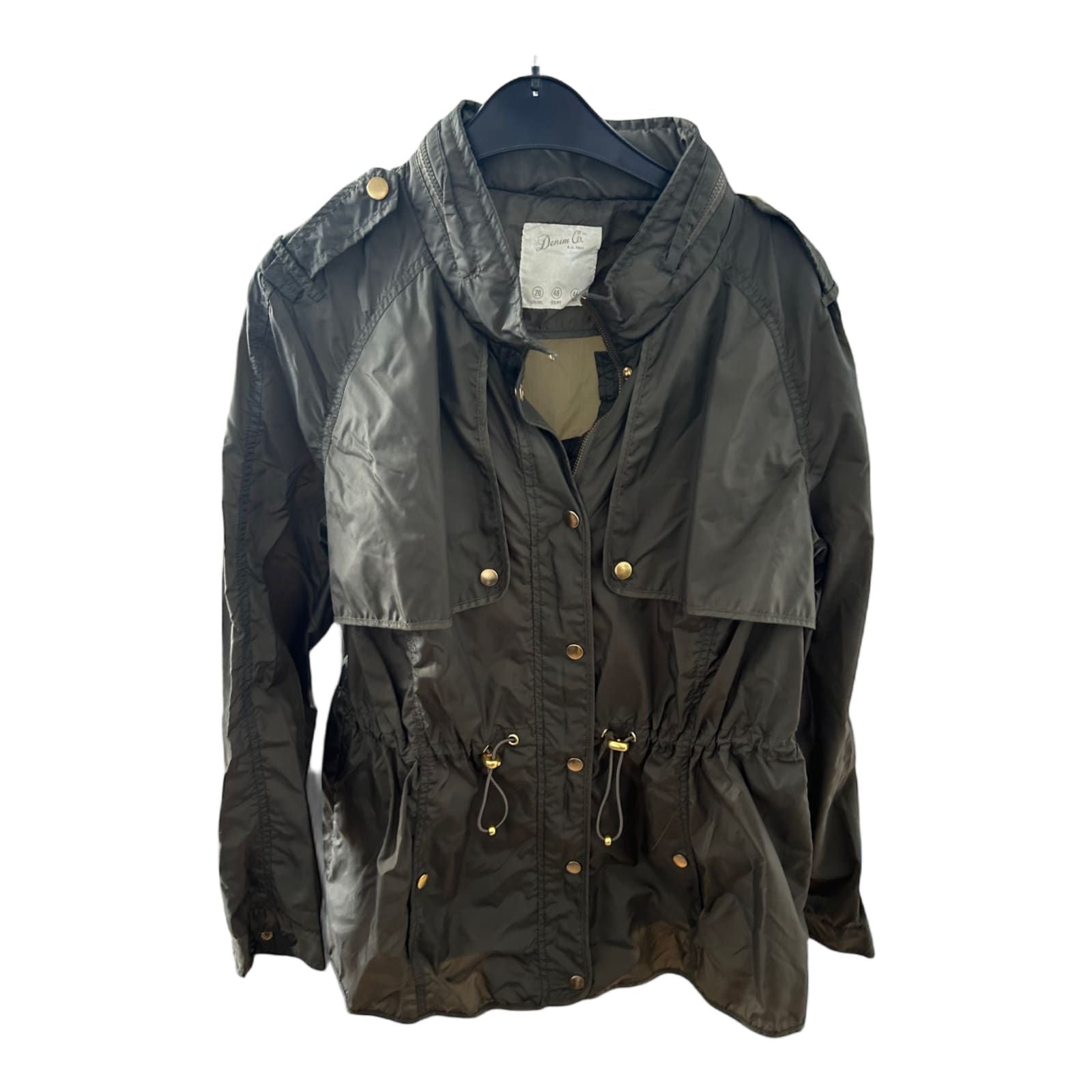 Denim Co Damenjacke 46 Khaki 100 % Nylon Tailliert Tunnelzug Golddetails