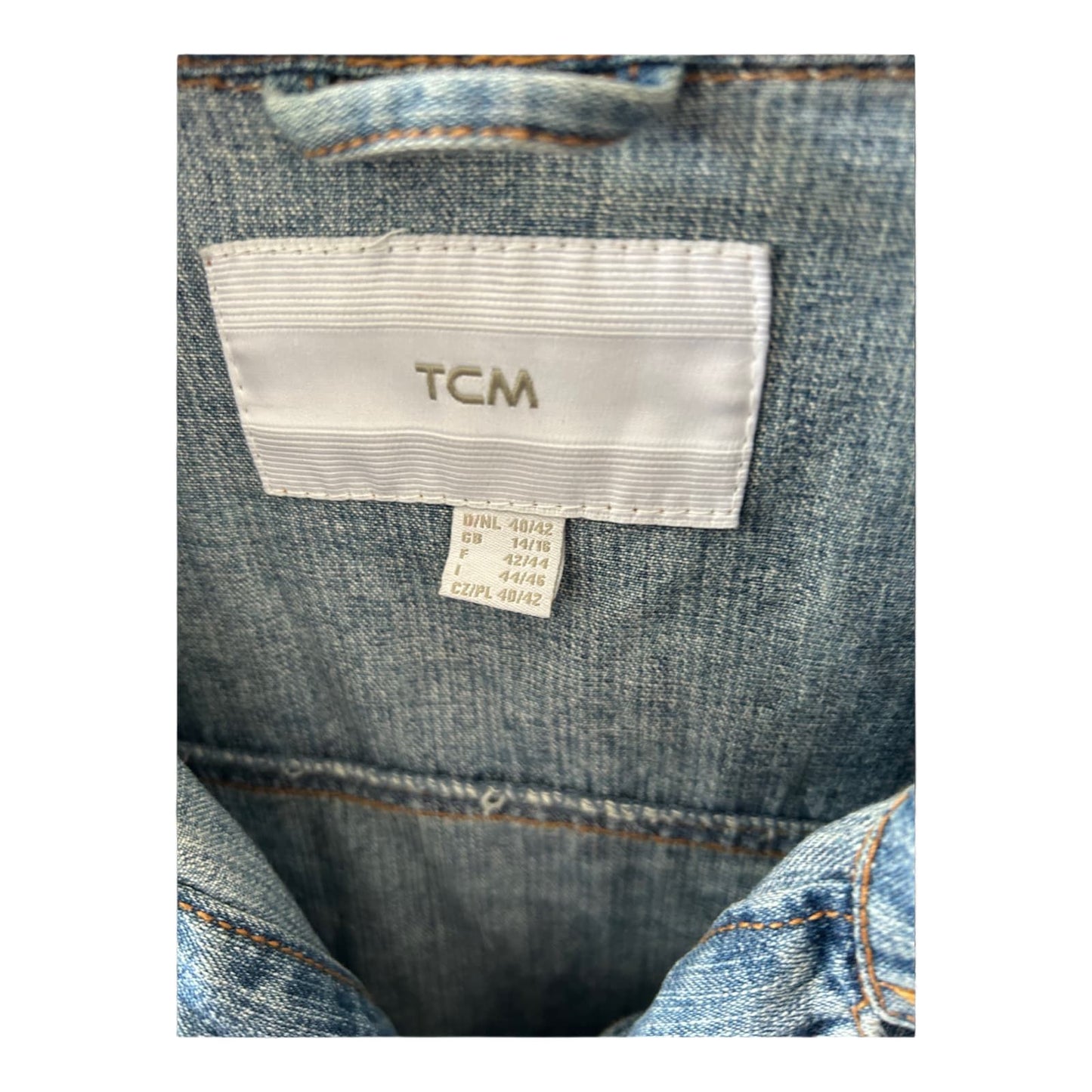 TCM Jeansjacke Damen 40 42 Blau 100 % Baumwolle Klassisch Kurz Vintage Look
