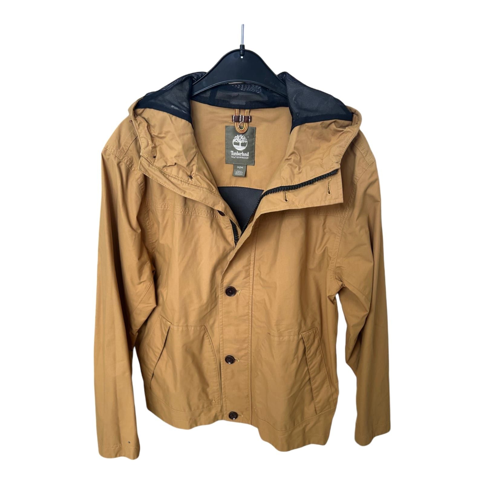 Timberland Herrenjacke M Braun Waterproof 100 % Nylon Outdoor Kapuze Logo
