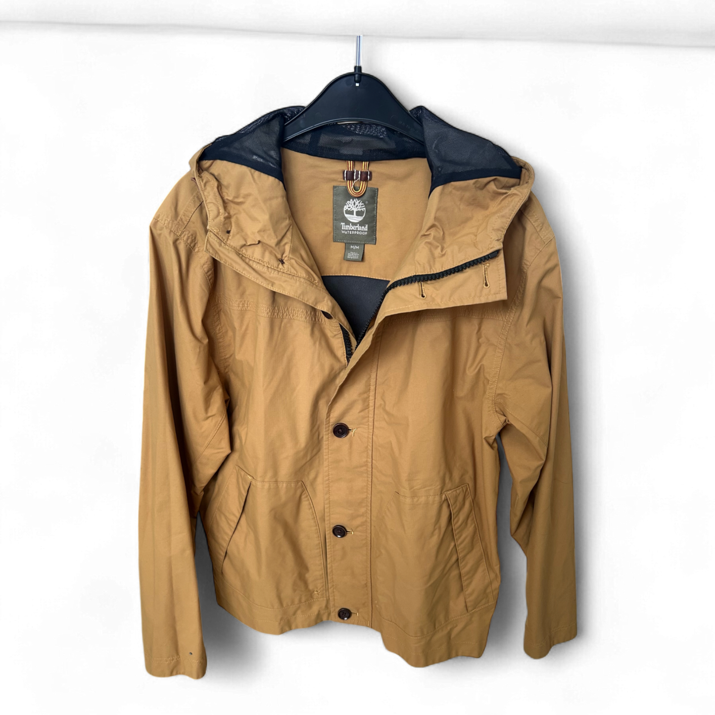 Timberland Herrenjacke M Braun Waterproof 100 % Nylon Outdoor Kapuze Logo
