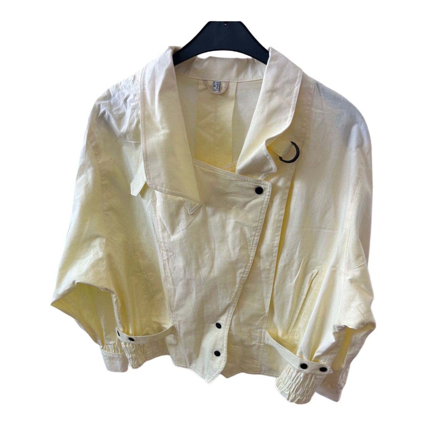 Vintage Damenjacke 44 Gelb Oversize 100 % Baumwolle 80er Look Revers D-Ring