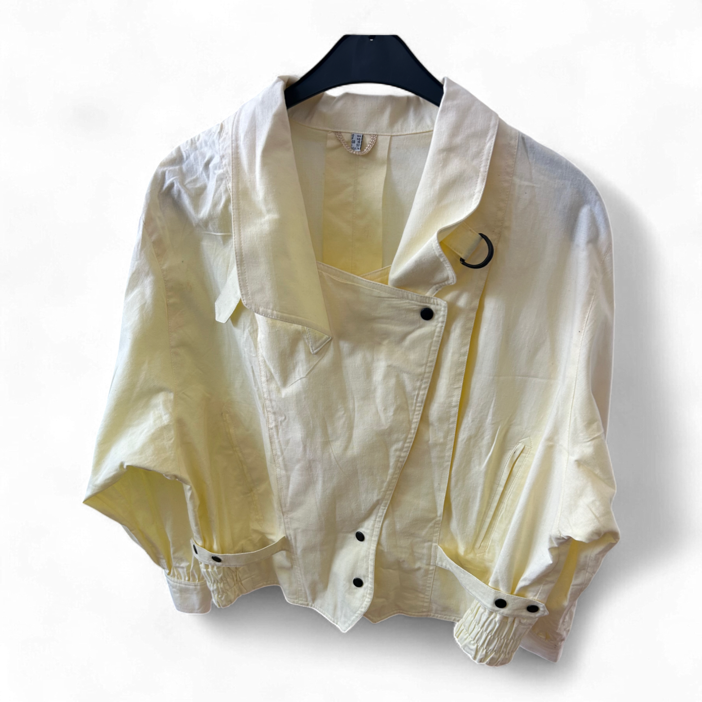 Vintage Damenjacke 44 Gelb Oversize 100 % Baumwolle 80er Look Revers D-Ring