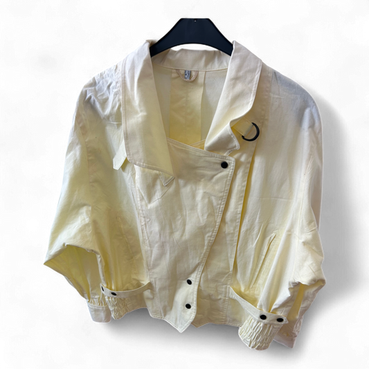 Vintage Damenjacke 44 Gelb Oversize 100 % Baumwolle 80er Look Revers D-Ring