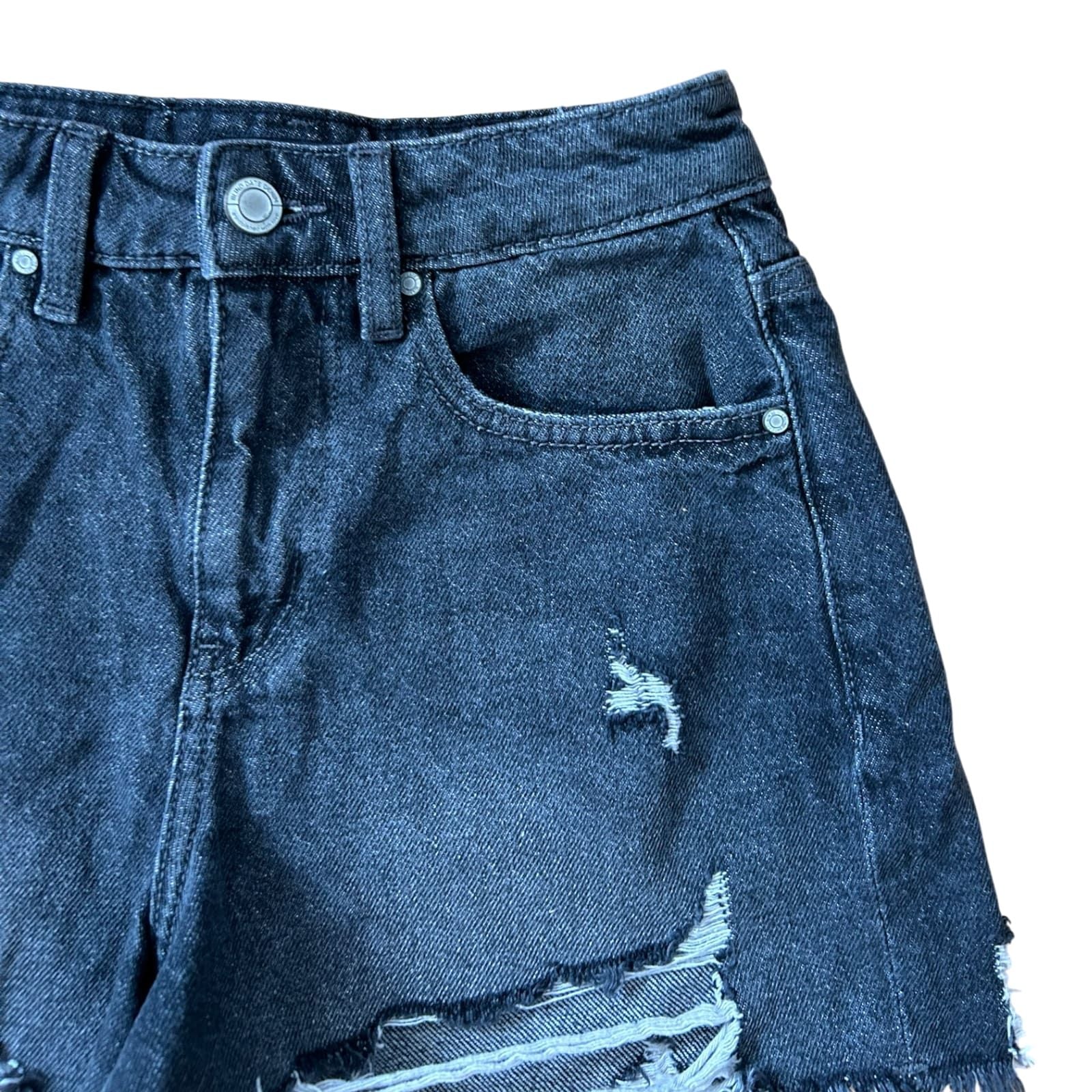 Blind Date Jeans Shorts Damen Grau XS 34 Destroyed Look Fransen Sommer Denim