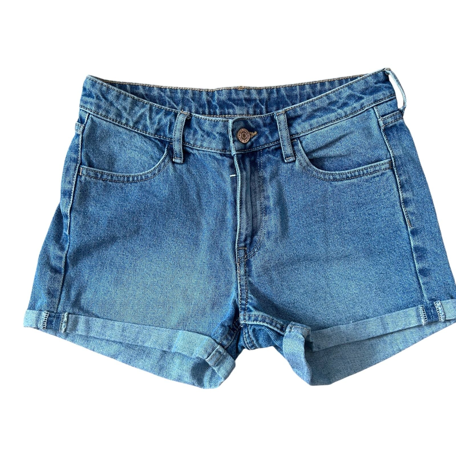 H&M Jeans Shorts Damen Blau 34 Denim Sommer Baumwolle High Waist Kurz Basic