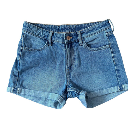 H&M Jeans Shorts Damen Blau 34 Denim Sommer Baumwolle High Waist Kurz Basic