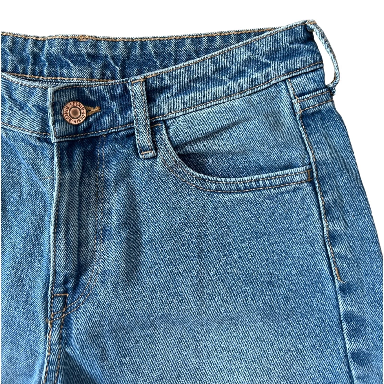 H&M Jeans Shorts Damen Blau 34 Denim Sommer Baumwolle High Waist Kurz Basic
