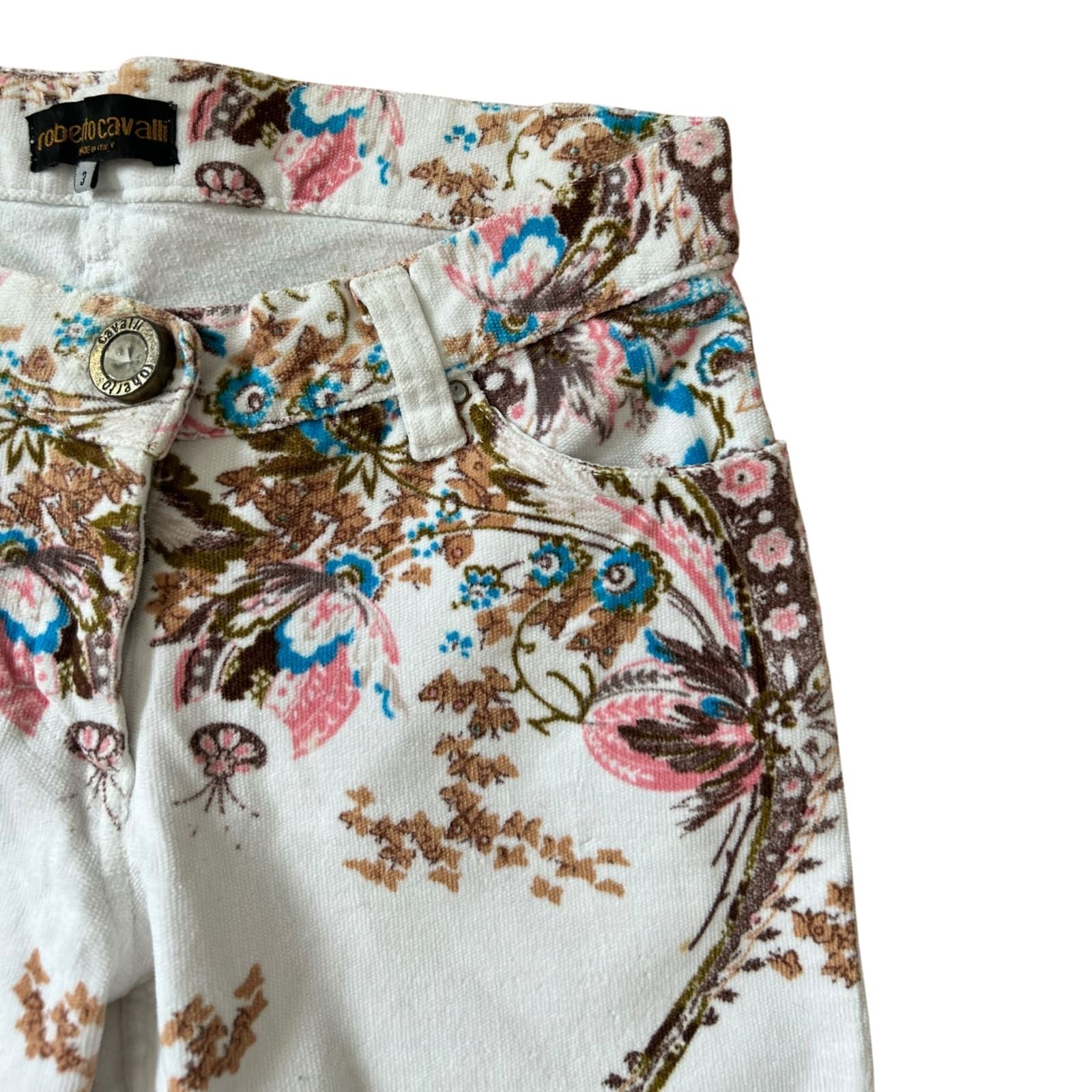 Roberto Cavalli Shorts Damen Muster Creme Sommer Designer Italien S 36