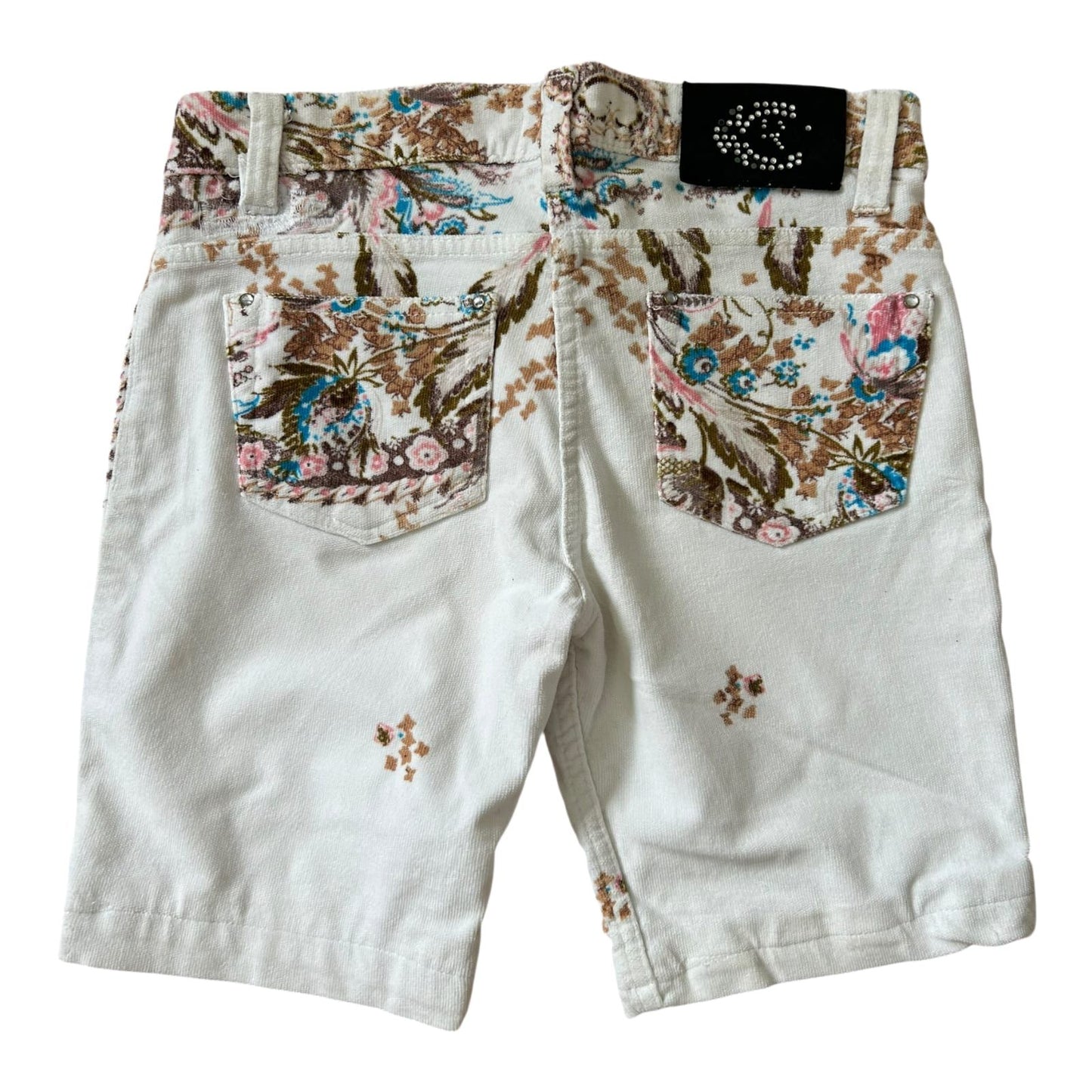 Roberto Cavalli Shorts Damen Muster Creme Sommer Designer Italien S 36