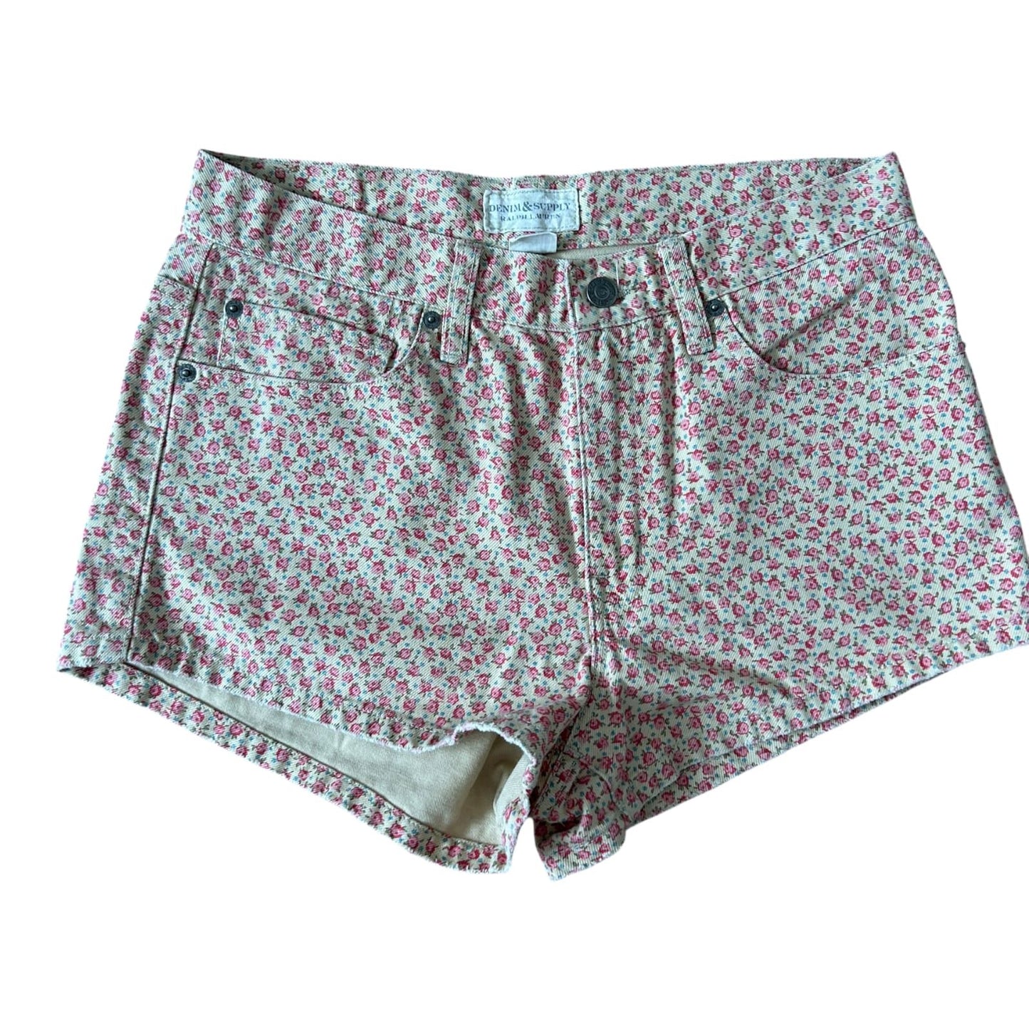 Ralph Lauren Shorts Damen Blumenmuster Rosa Baumwolle Sommer Gr W 28 M