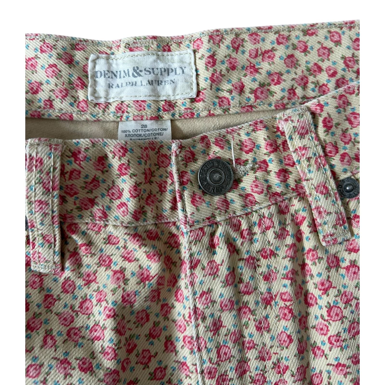Ralph Lauren Shorts Damen Blumenmuster Rosa Baumwolle Sommer Gr W 28 M