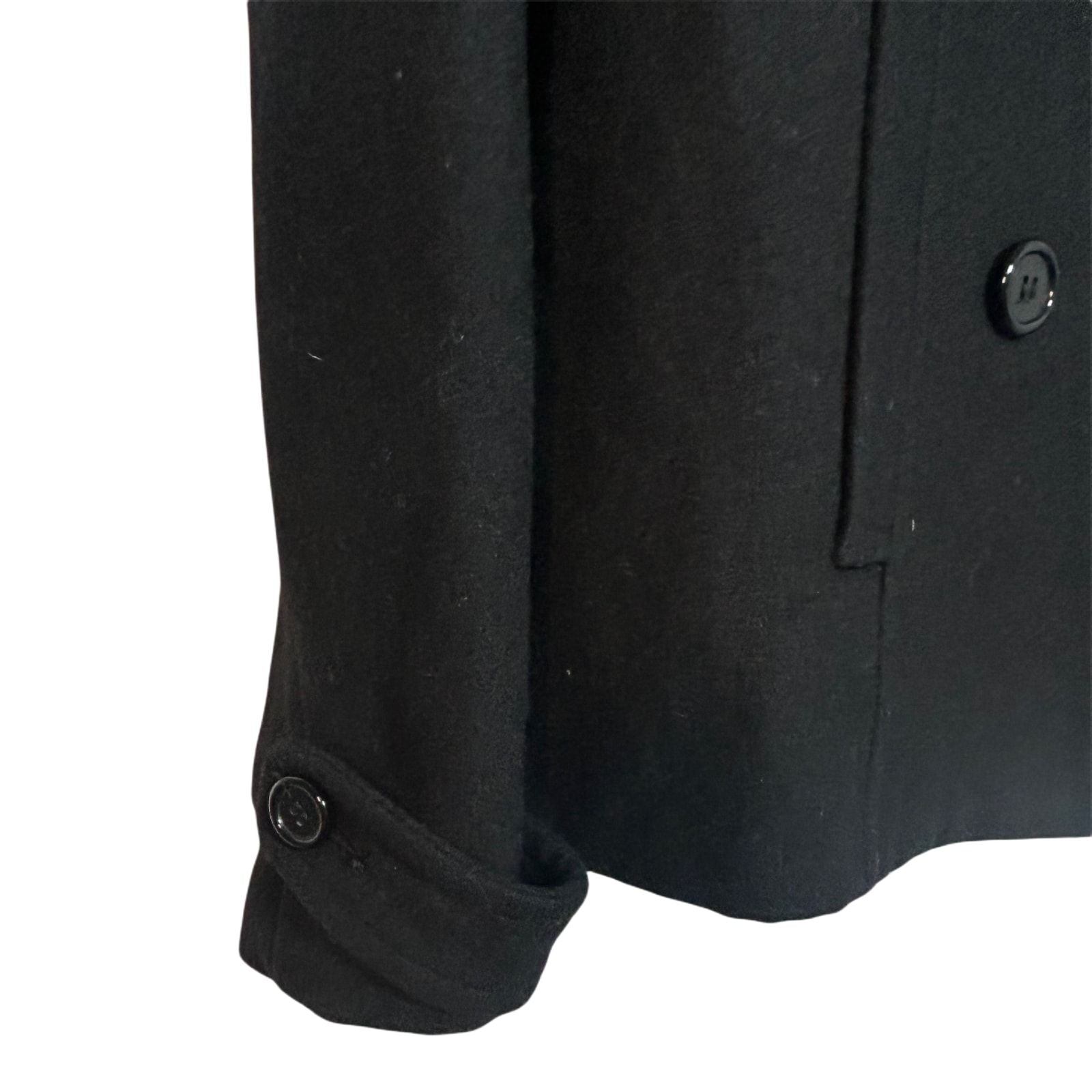 H&M Damen Wolljacke Kurzjacke Gr 36 Schwarz Zweireiher Elegant Warm Winterjacke