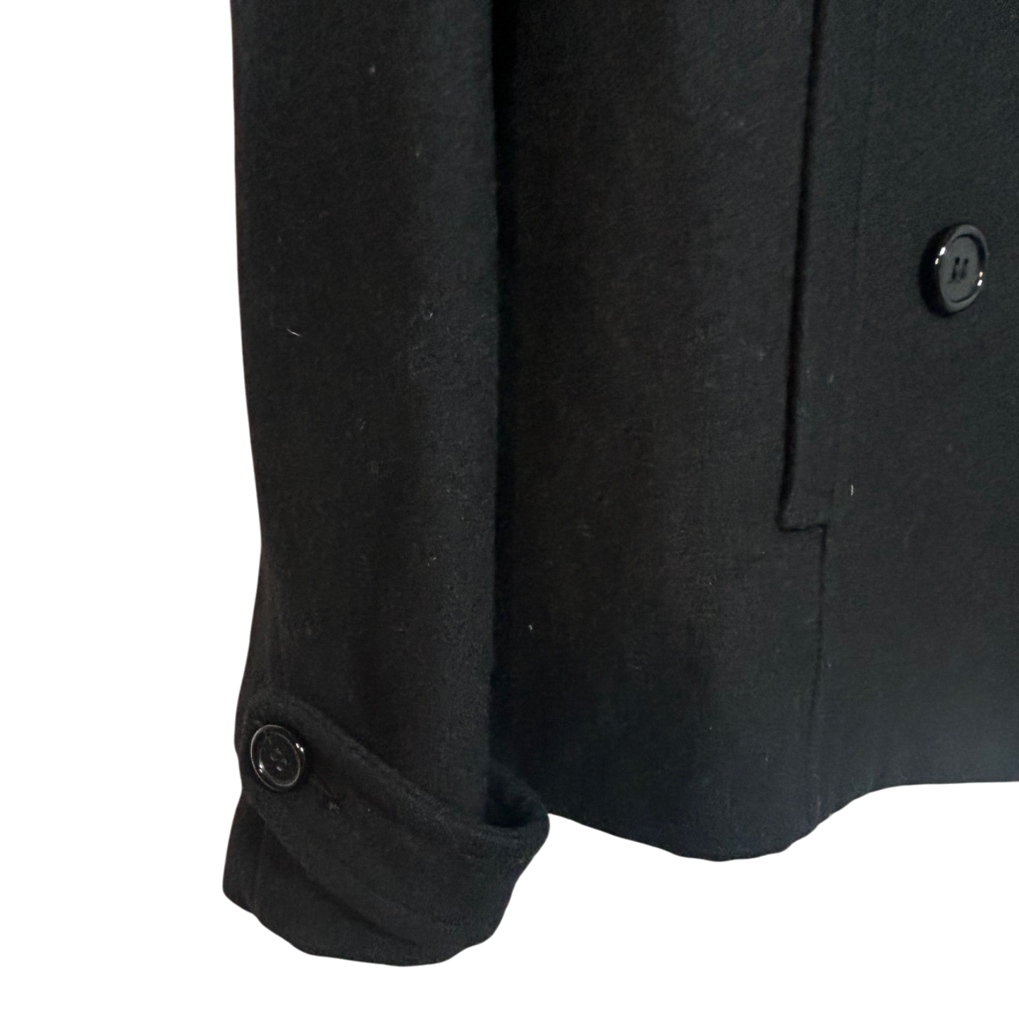 H&M Damen Wolljacke Kurzjacke Gr 36 Schwarz Zweireiher Elegant Warm Winterjacke