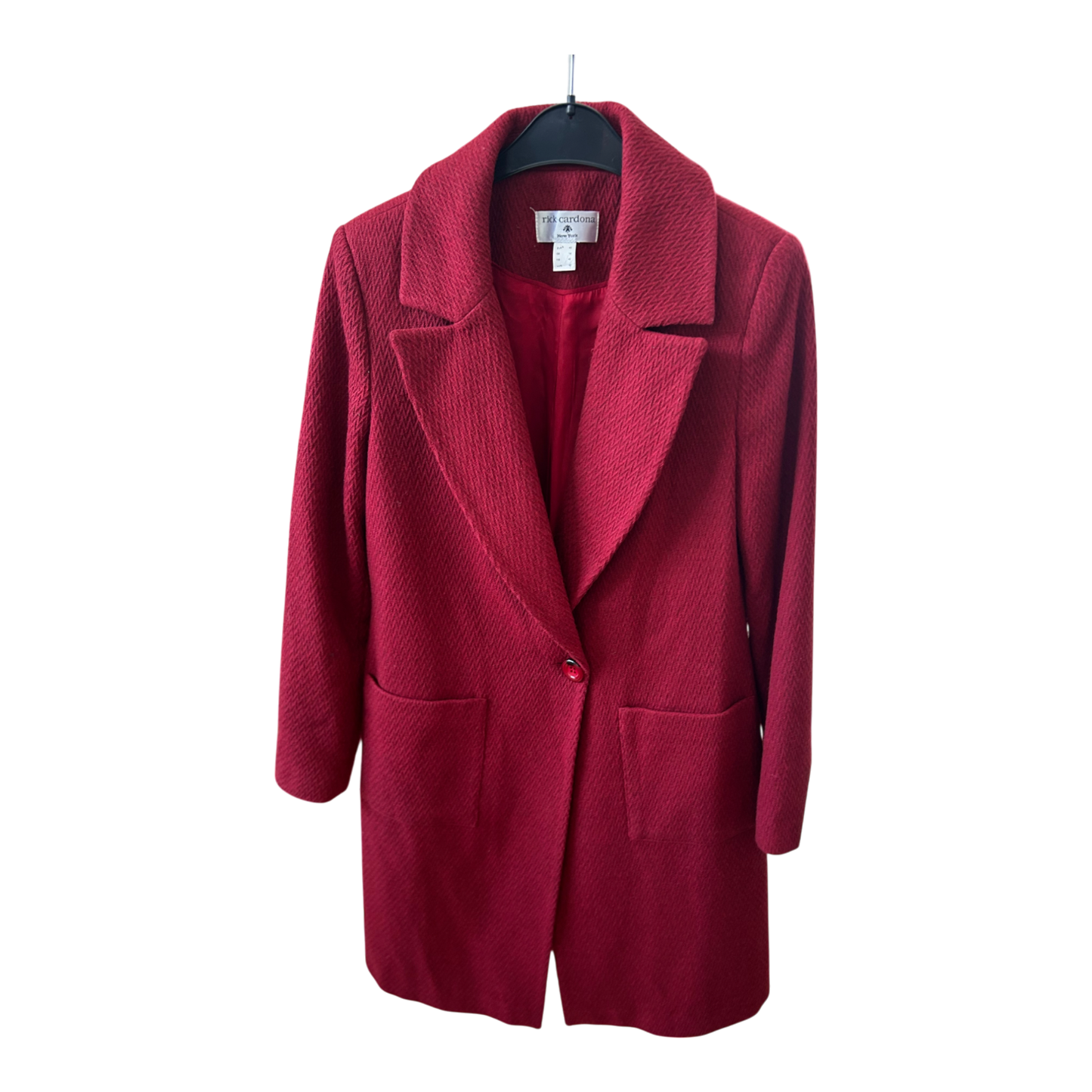 Rick Cardona Mantel Damen Gr 40 Rot Wollmix Blazermantel Elegant Herbst Winter