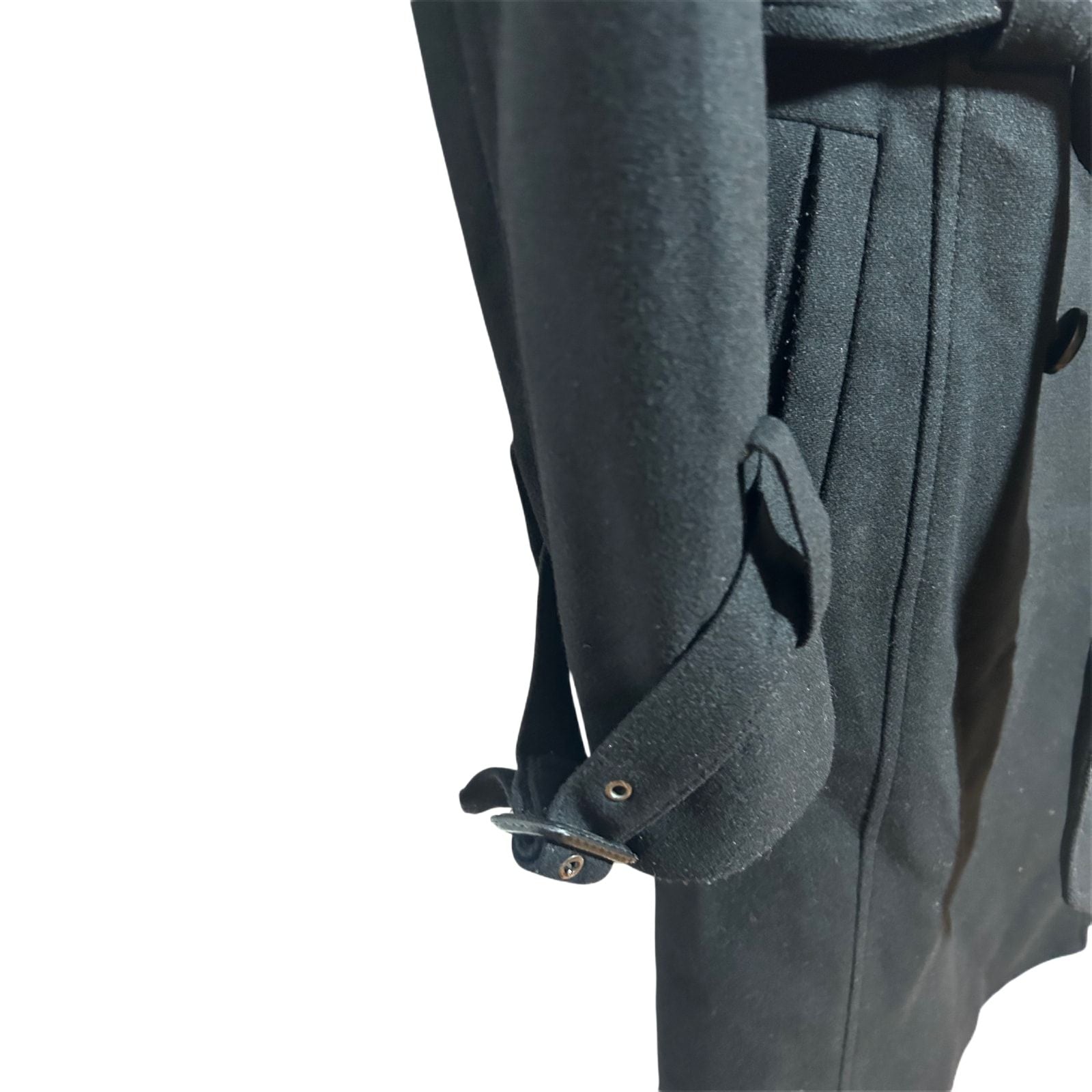 Esprit Mantel Damen Trenchcoat Schurwolle Gr 38 Schwarz Elegant Doppelreiher Gürtel