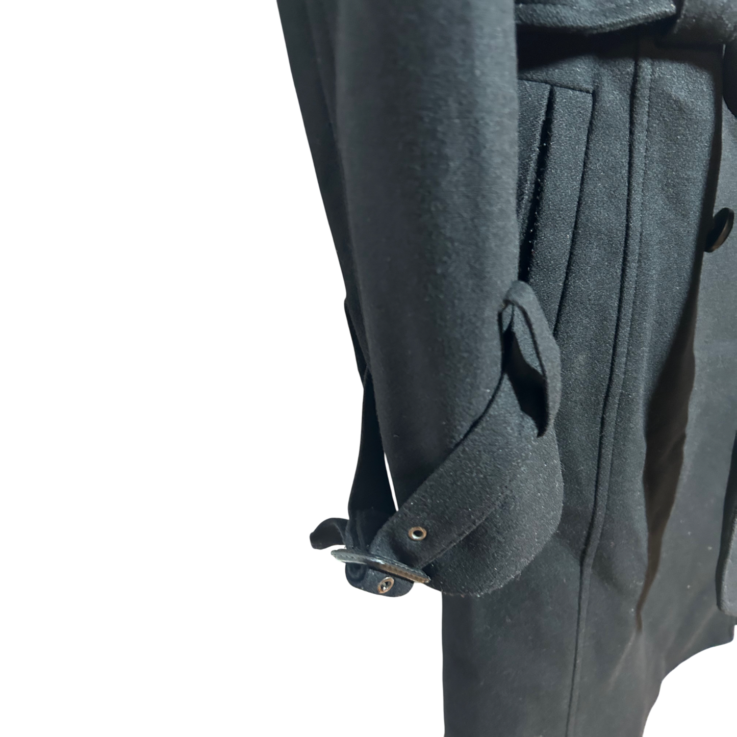 Esprit Mantel Damen Trenchcoat Schurwolle Gr 38 Schwarz Elegant Doppelreiher Gürtel