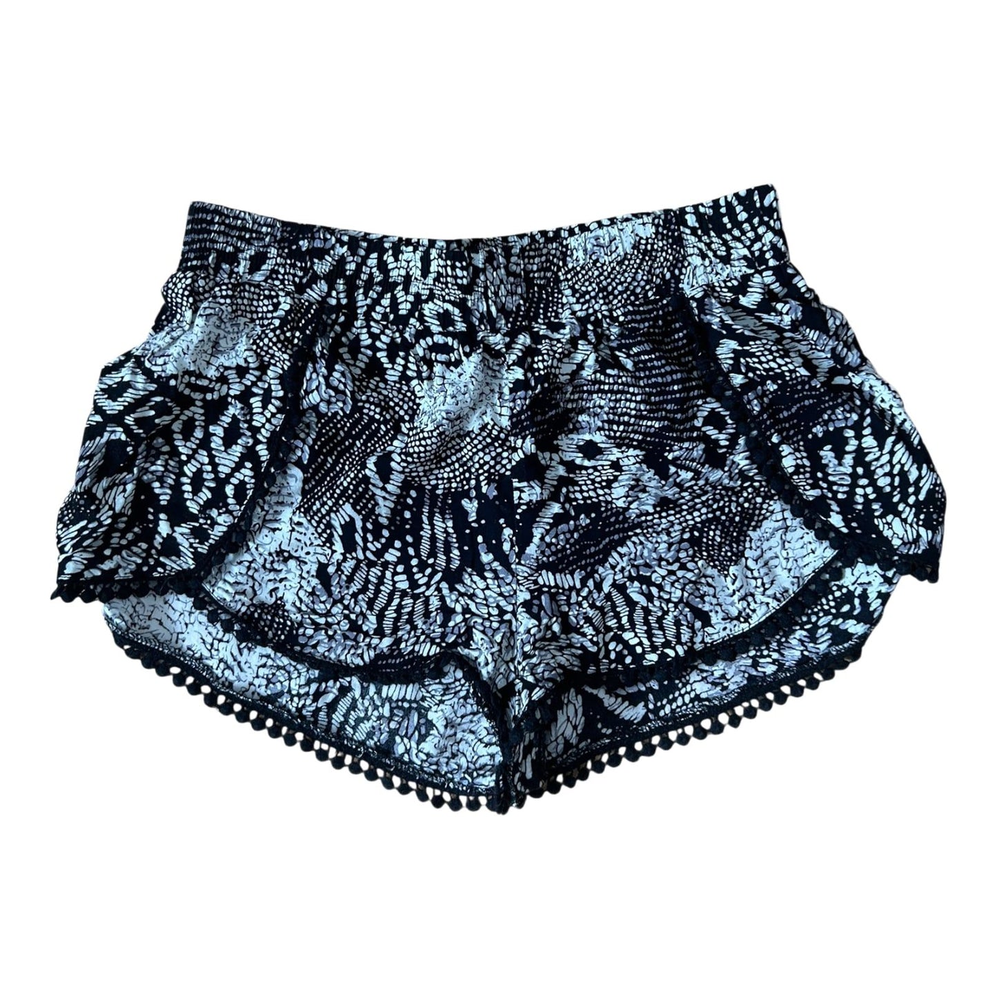 One Love Shorts Damen Schwarz Weiss Muster Sommer Leicht Gummibund Gr M