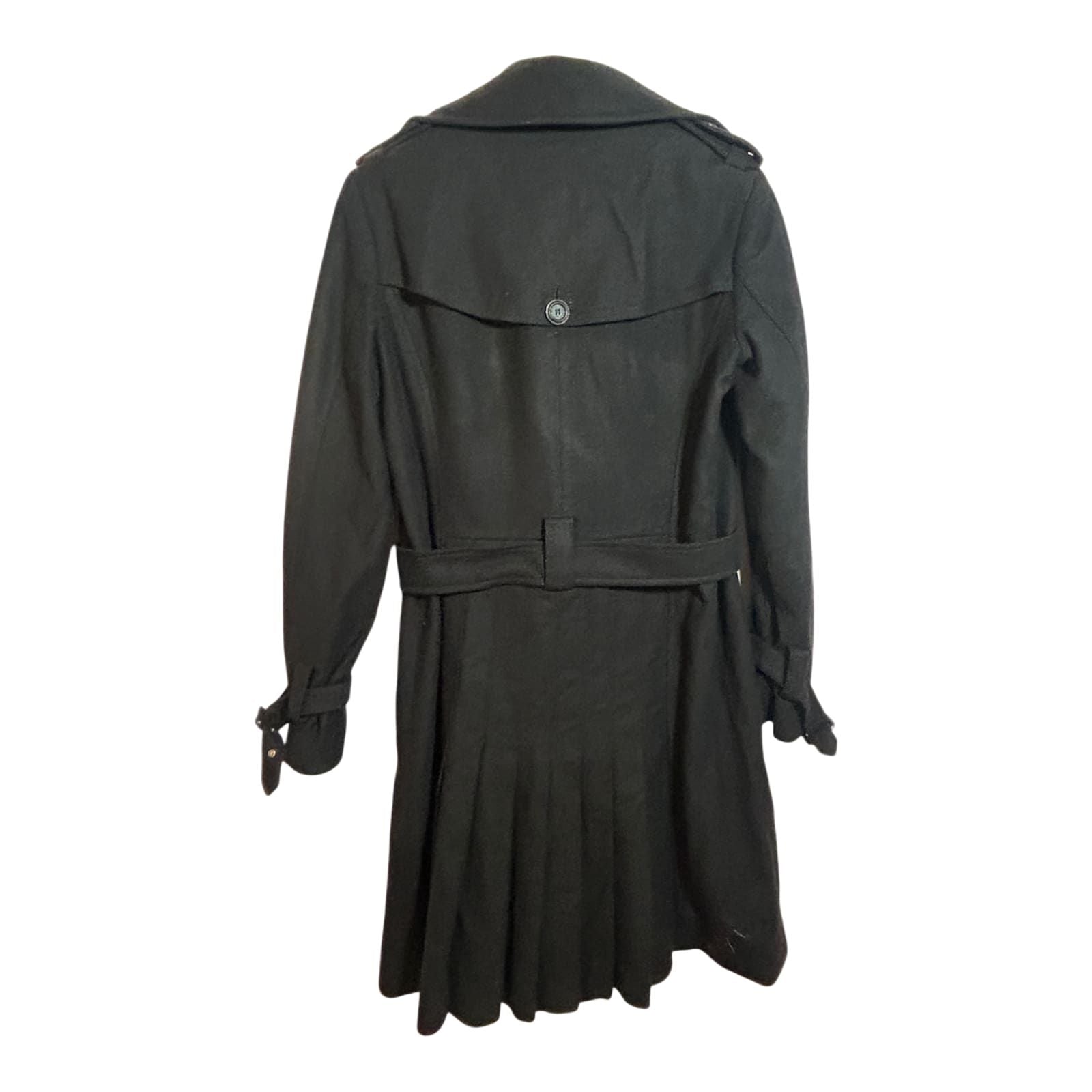 Esprit Mantel Damen Trenchcoat Schurwolle Gr 38 Schwarz Elegant Doppelreiher Gürtel