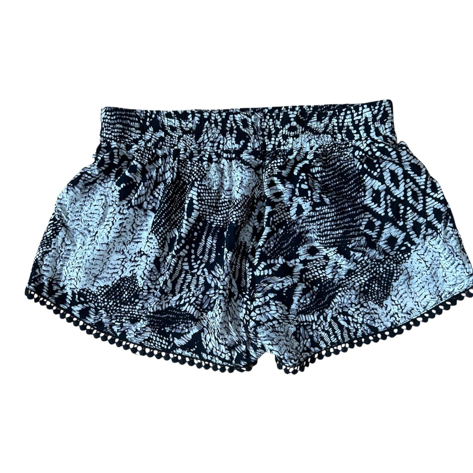 One Love Shorts Damen Schwarz Weiss Muster Sommer Leicht Gummibund Gr M