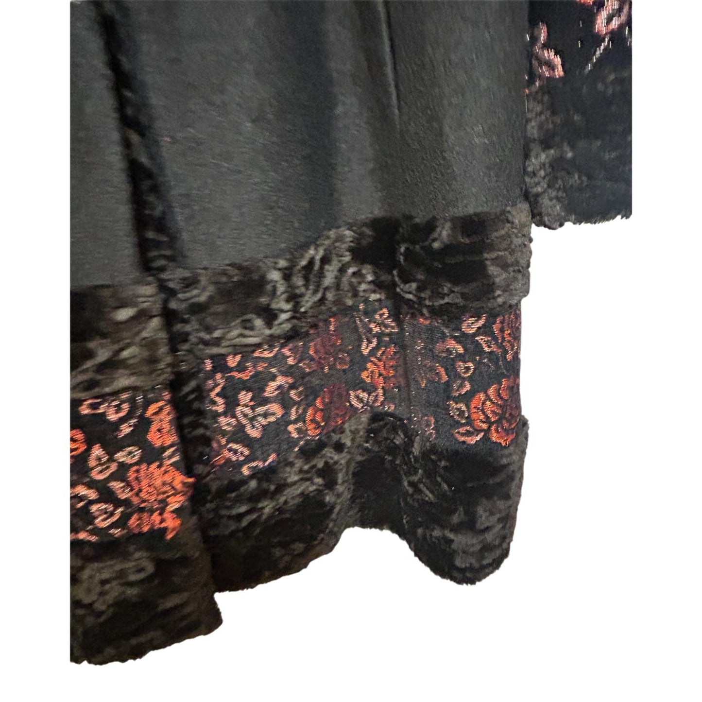 Monsoon Mantel Vintage Gr 42 Schwarz Brokat Kunstpelz Eleganter Wintermantel Warm