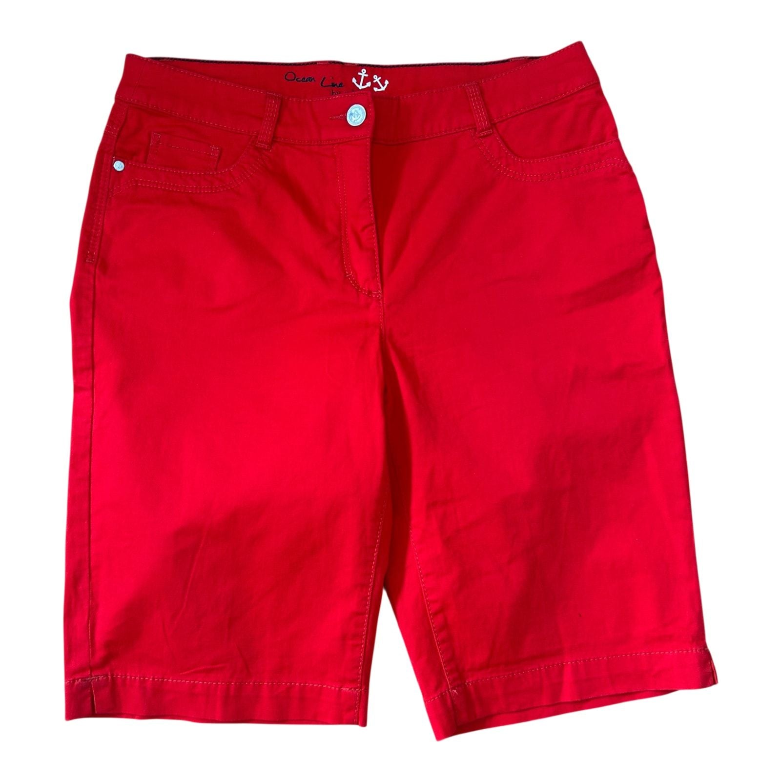 Adagio Shorts Damen Rot Maritim Baumwolle Sommer Bermuda Elegant Gr 40