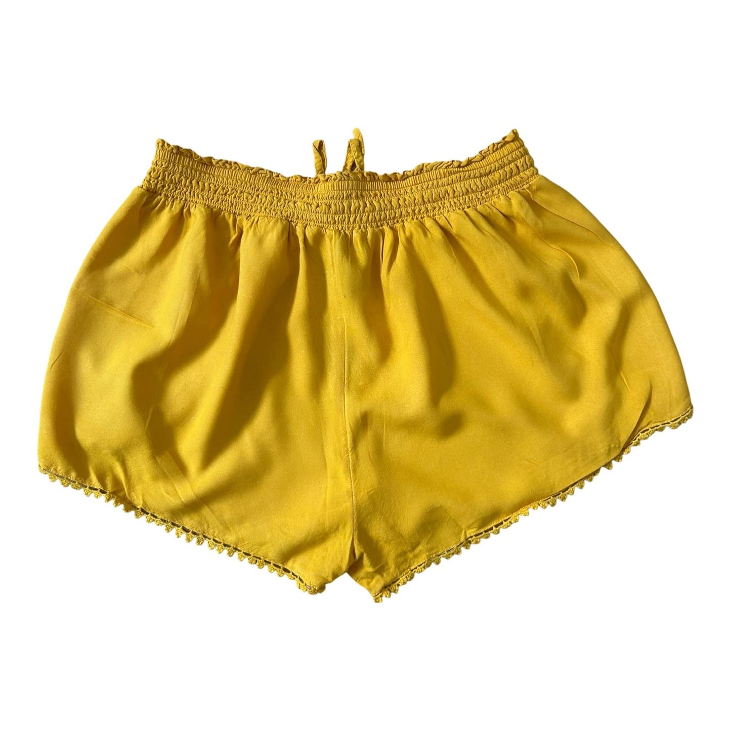 Primark Shorts Damen Gelb Viskose Sommer Boho Leicht Gummibund Gr 40