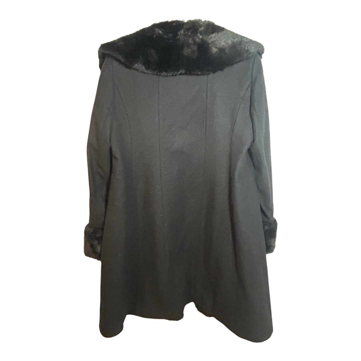 Paraphrase Mantel Damen Gr 40 Schwarz Wollmantel Fake Fur Fellkragen Elegant Winter