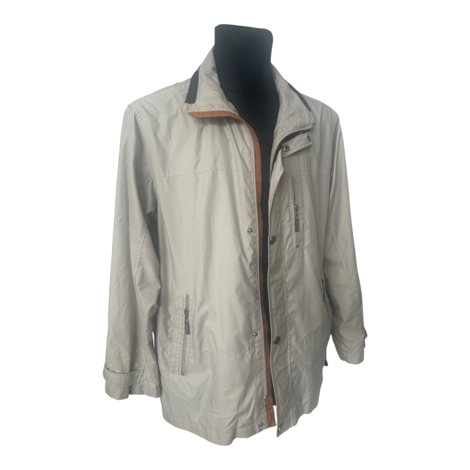 Greenfield Men Jacke Herren Gr 50 Beige Übergang Freizeit Reißverschluss
