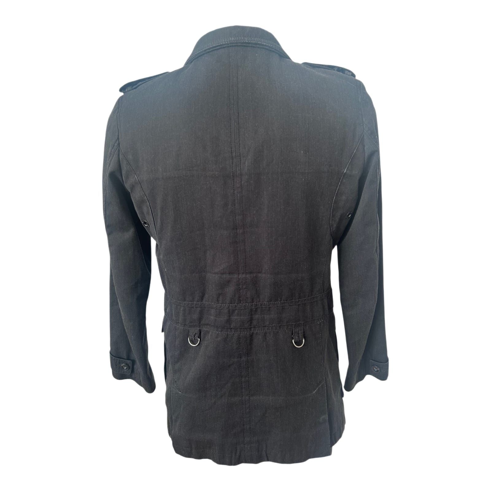 Zara Man Jacke Herren M Schwarz Übergang Military Stil Reißverschluss
