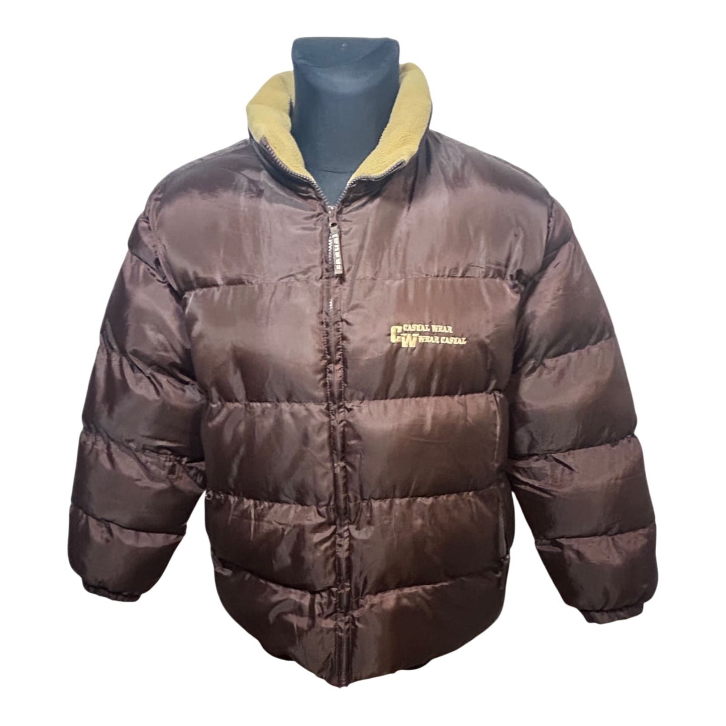 EXIGO Herren Daunenjacke Gr M Braun Steppjacke Teddykragen Warm Winterjacke