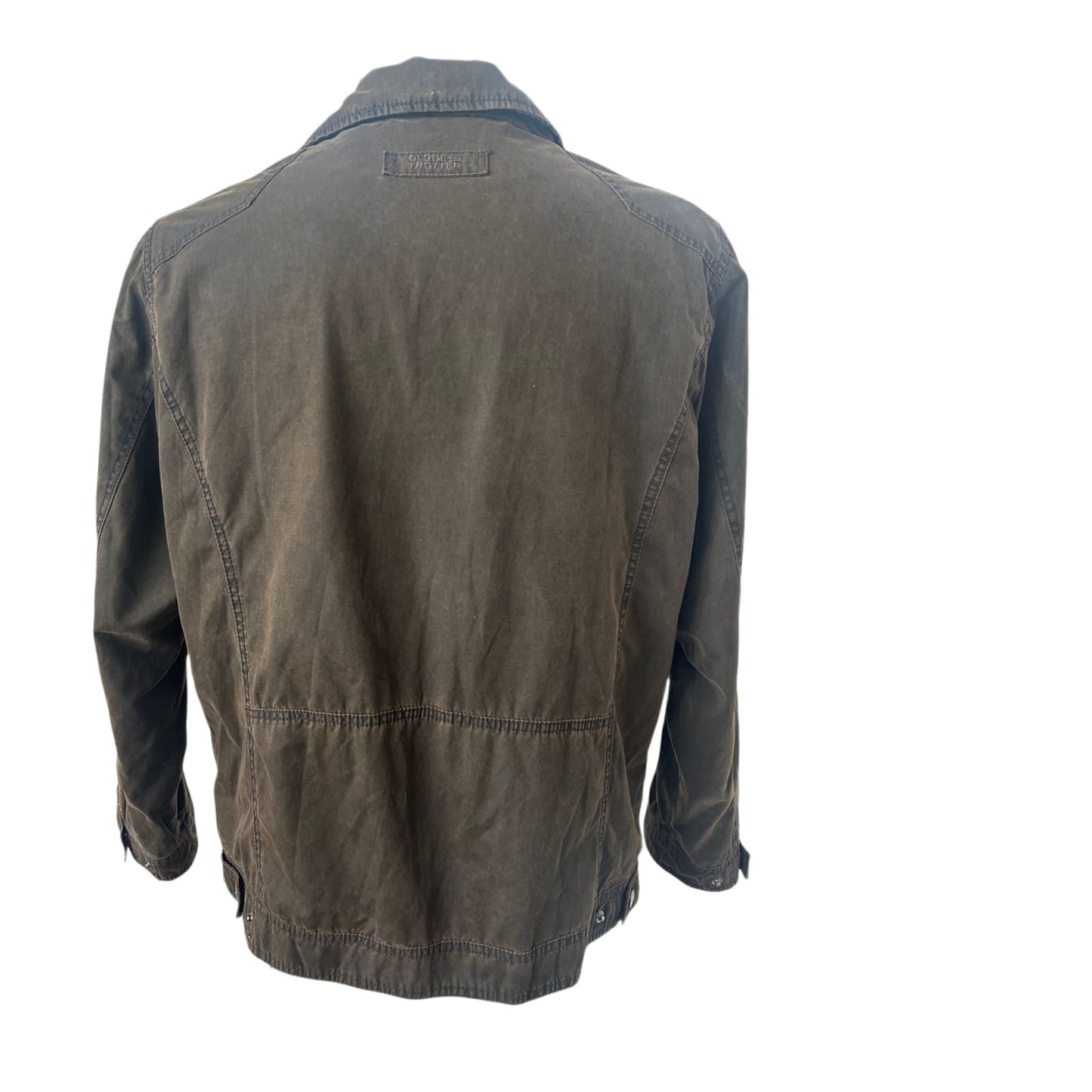 Globetrotter Jacke Herren L Braun Used Look Reißverschluss Taschen Casual