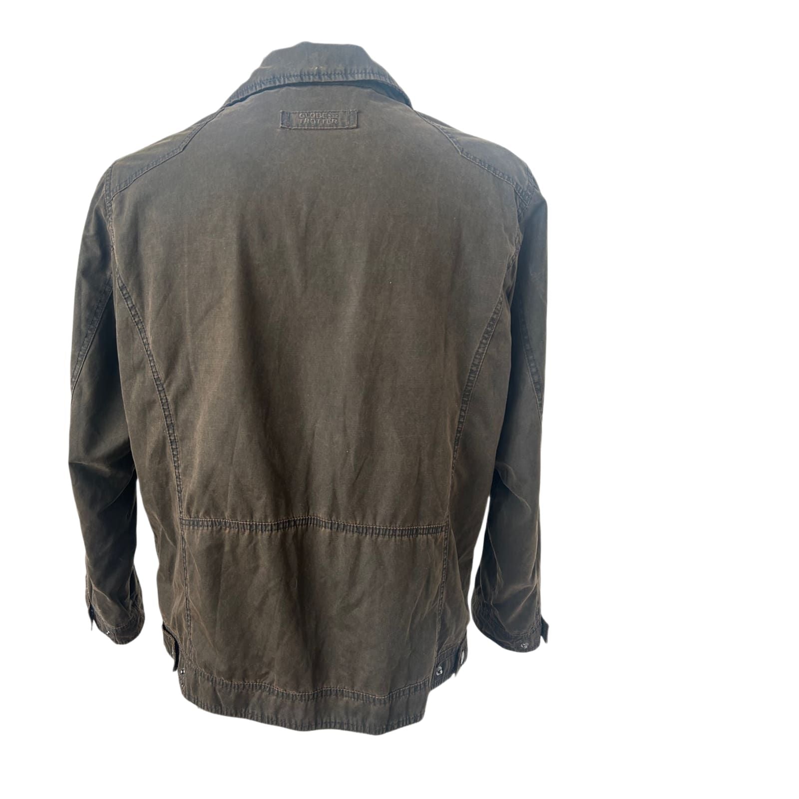Globetrotter Jacke Herren L Braun Used Look Reißverschluss Taschen Casual